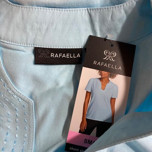 Rafaella $59 Womens Light Blue V-Neck Short Sleeve Top SM NWT - Picture 10 of 11